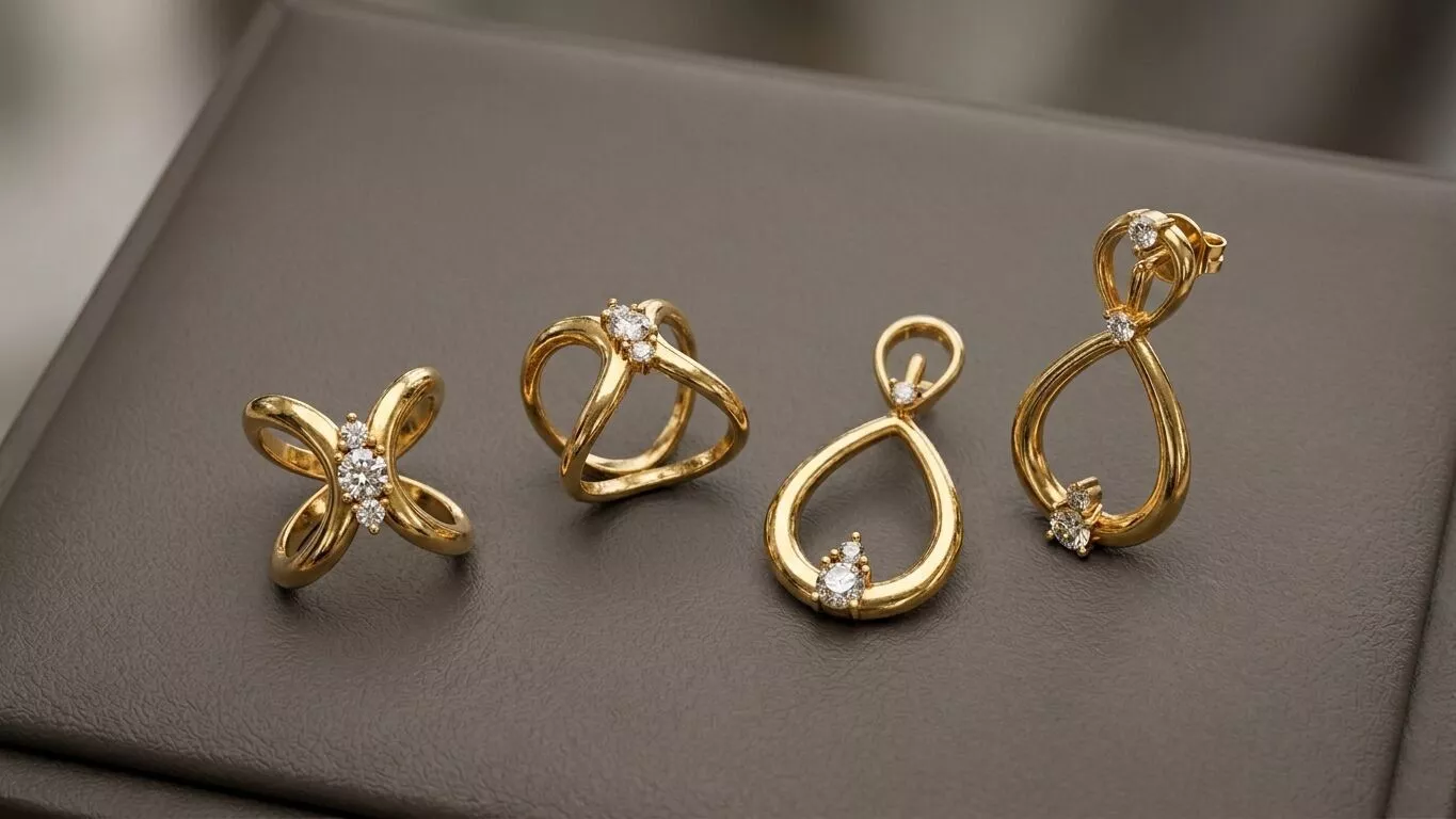 Loop Ring and Earring Set - Jewelry 3D - AN-BR702 3D print model