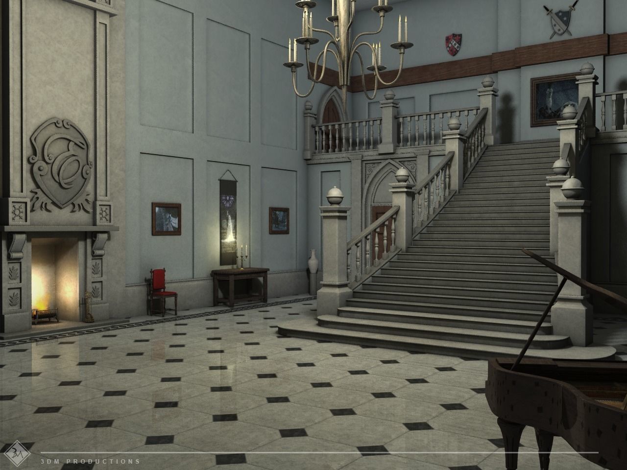 Victorian Entrance Hall 3D model_0
