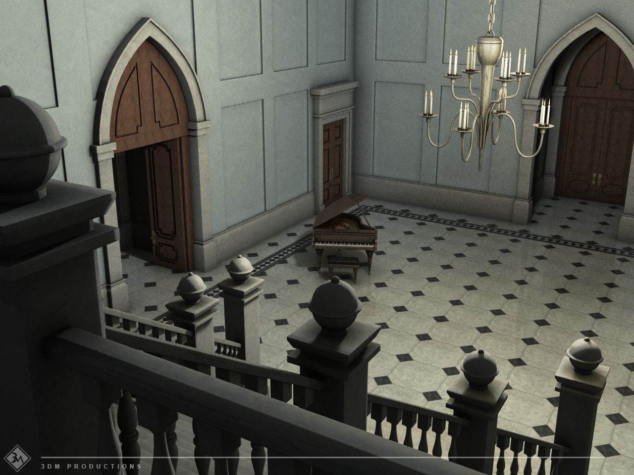 Victorian Entrance Hall 3D model_4