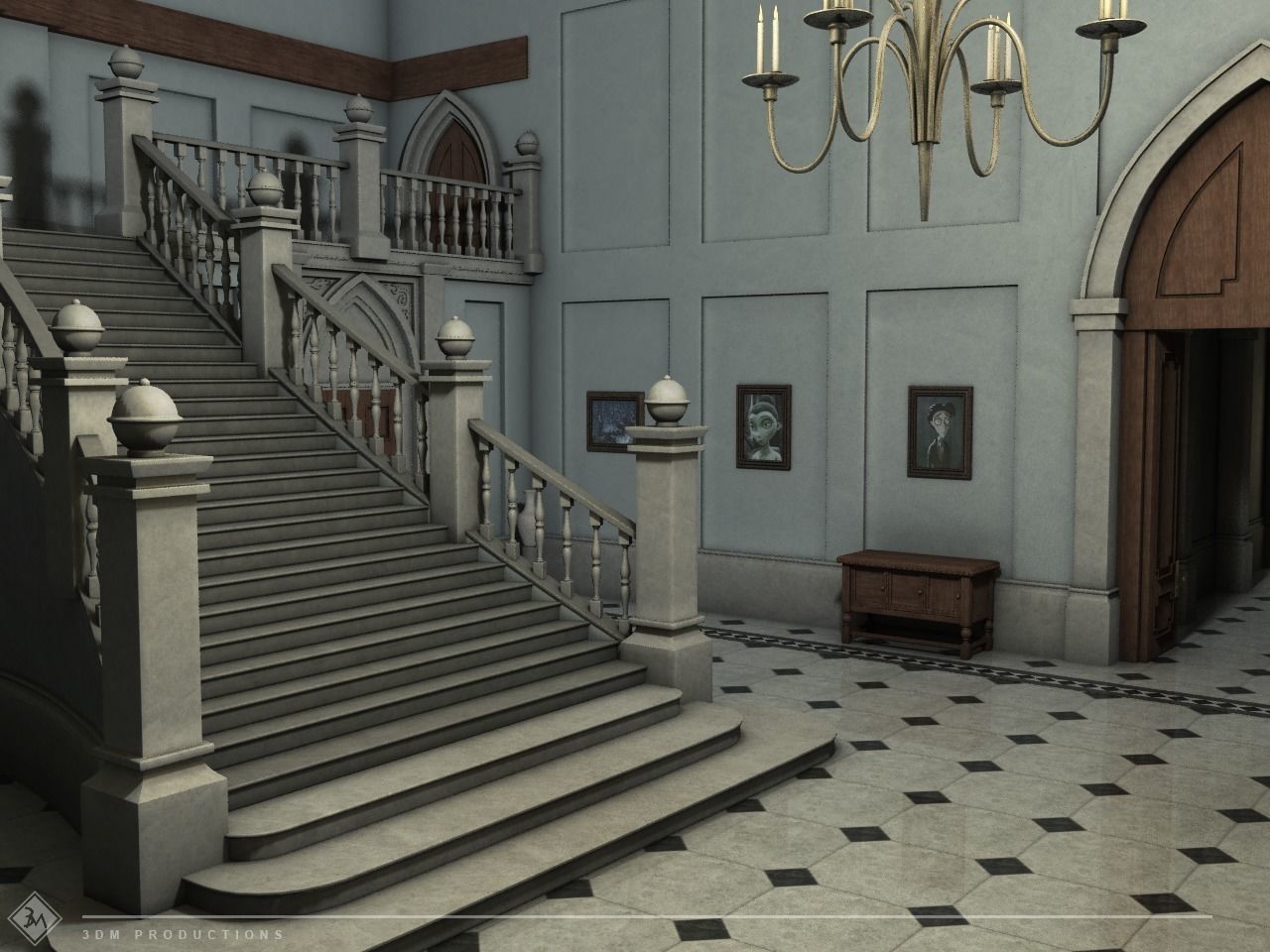 Victorian Entrance Hall 3D model_2