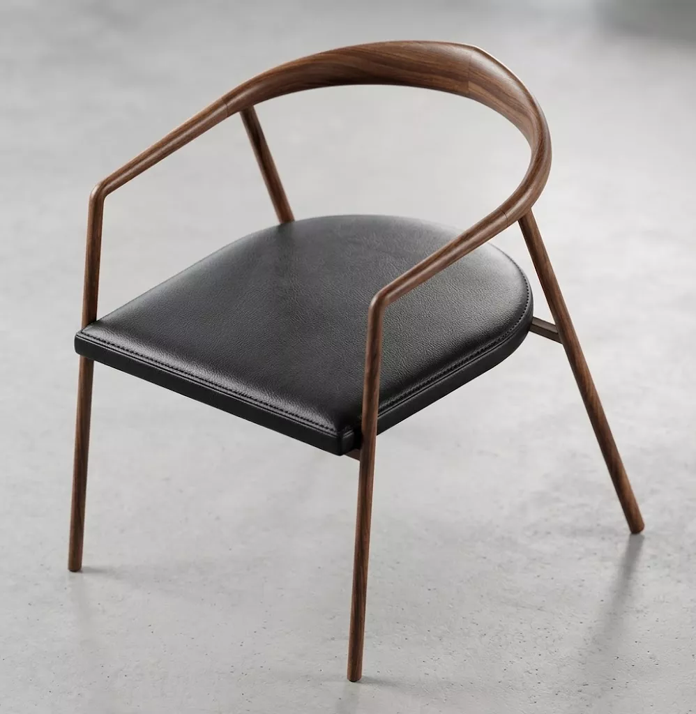 Mid-Century Modern Solid Walnut Dining Armchair 3D print model