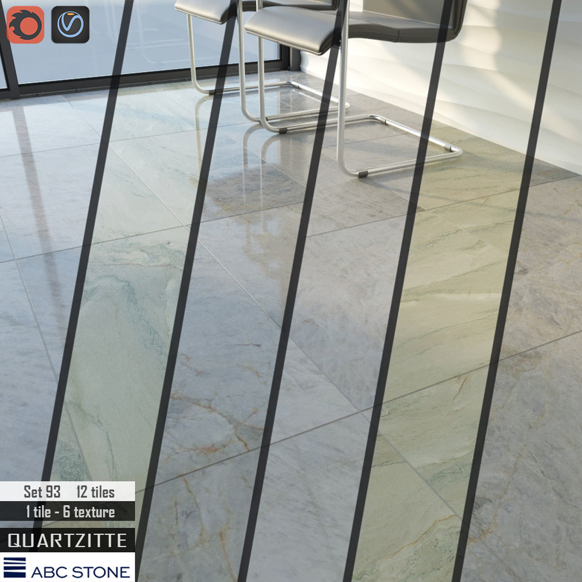 ABC Stone Set 3D model_1