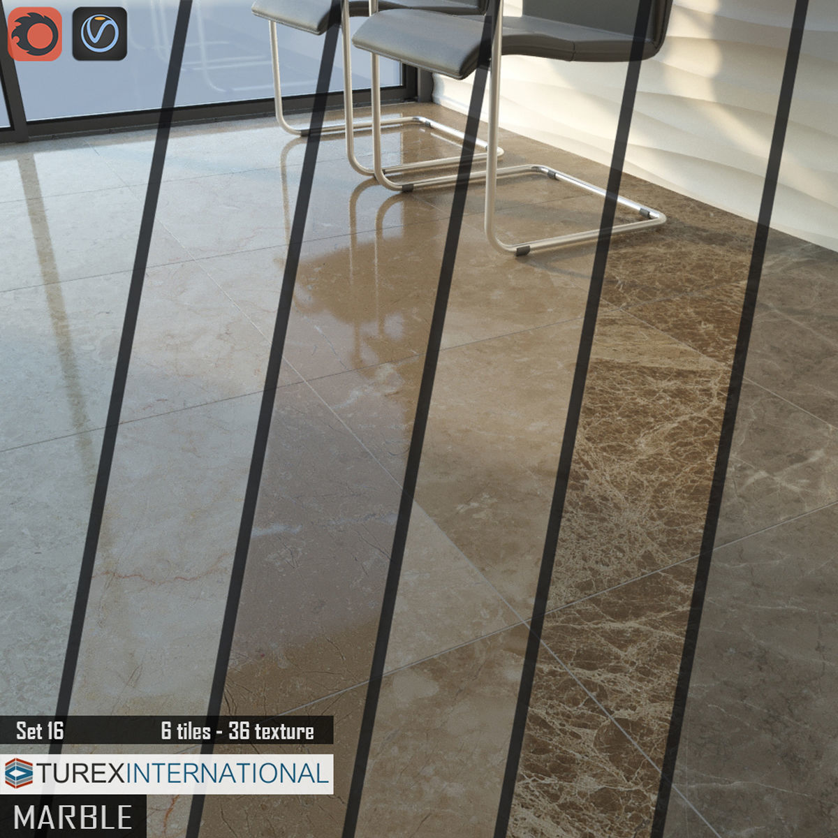 TUREX INTERNATIONAL Marble Tiles Set 3D model_1