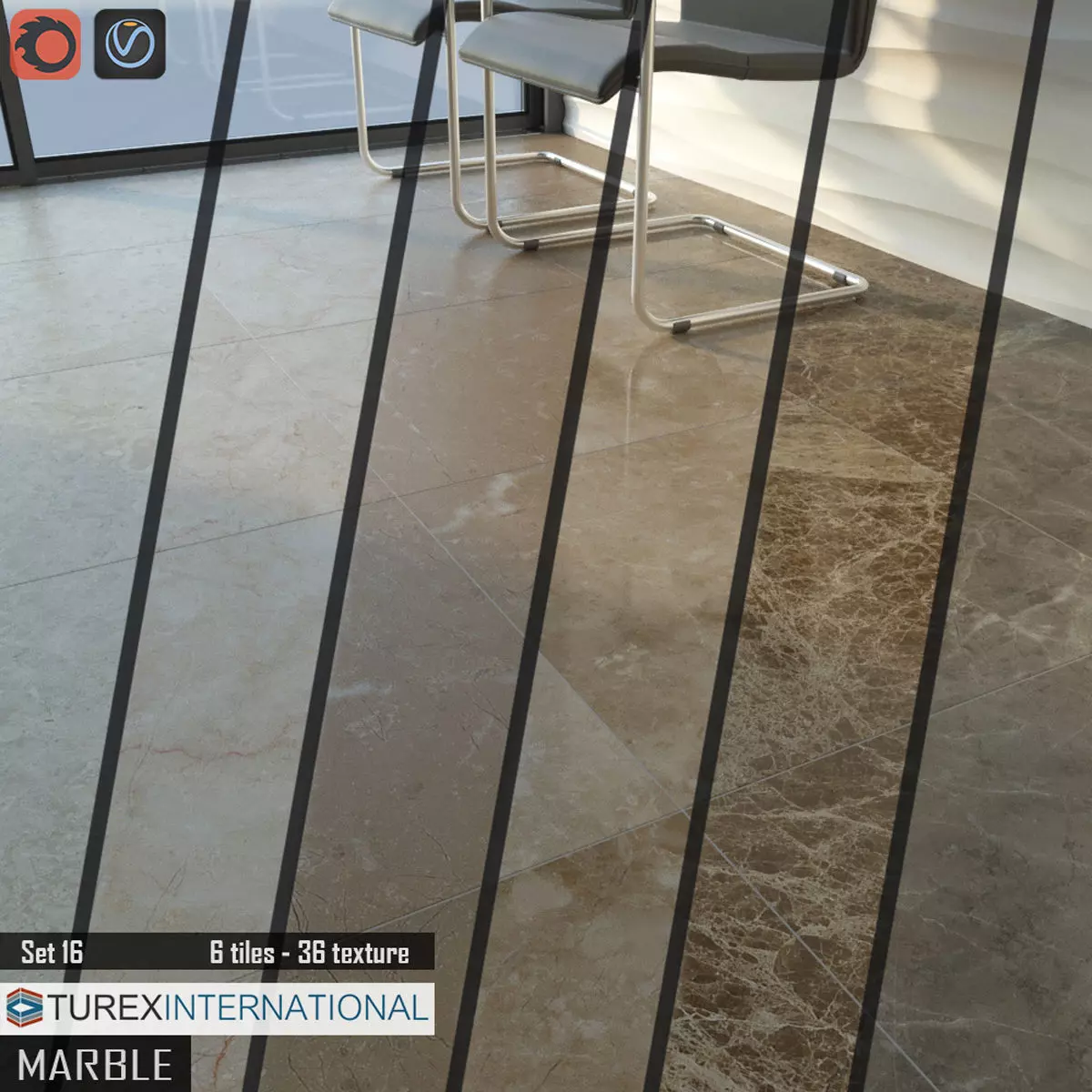 TUREX INTERNATIONAL Marble Tiles Set 3D model_0