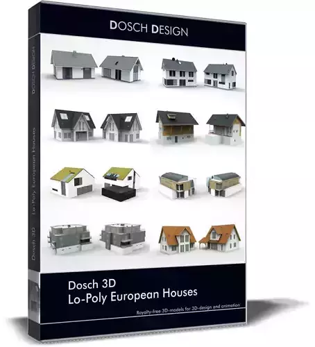 Dosch 3D - LoPoly European Houses Low-poly 3D model