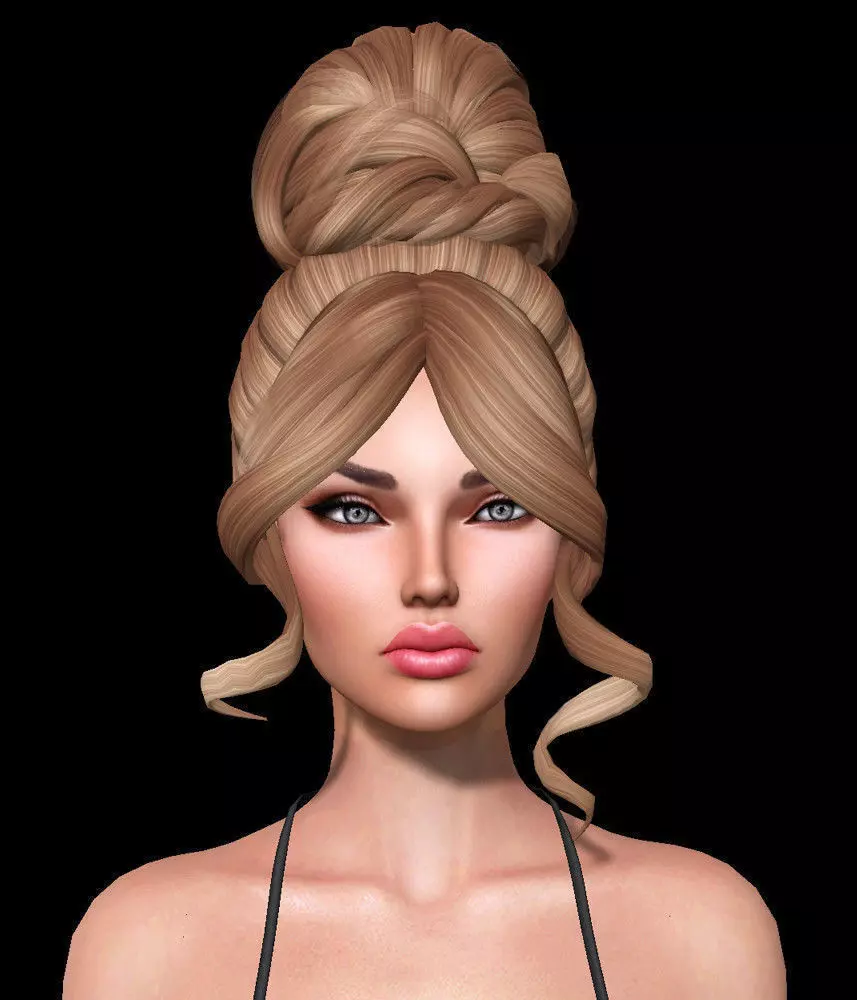 Carrie Female hair style 3d rigged 3D model 3D model 3D model_0