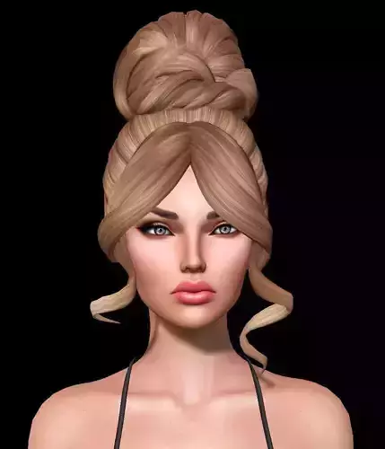 Carrie Female hair style 3d rigged 3D model 3D model 3D model
