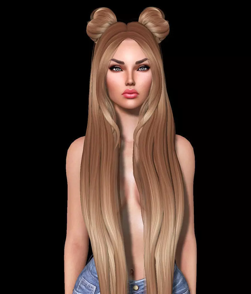 Charming Female hair style 3d rigged 3D model 3D model 3D model_0