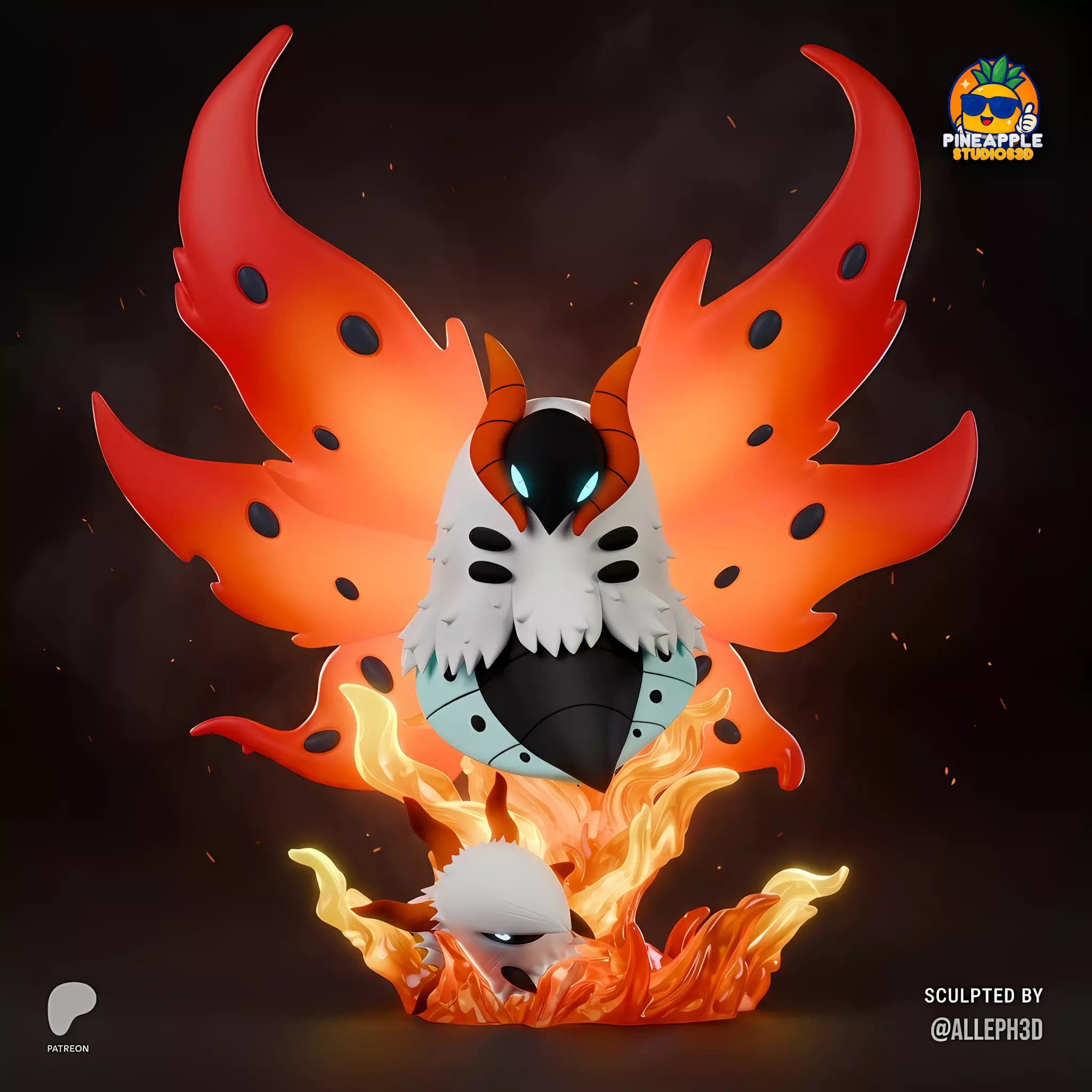 larvesta and volcarona diorama with cuts 3D print model