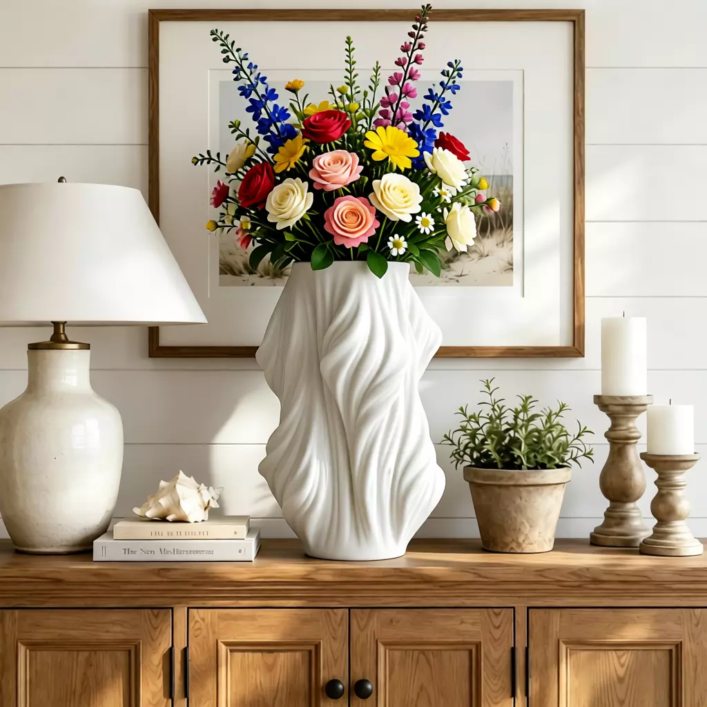 Flowing Wavy Ceramic Vase High Detail Commercial 3D Print Model 3D print model
