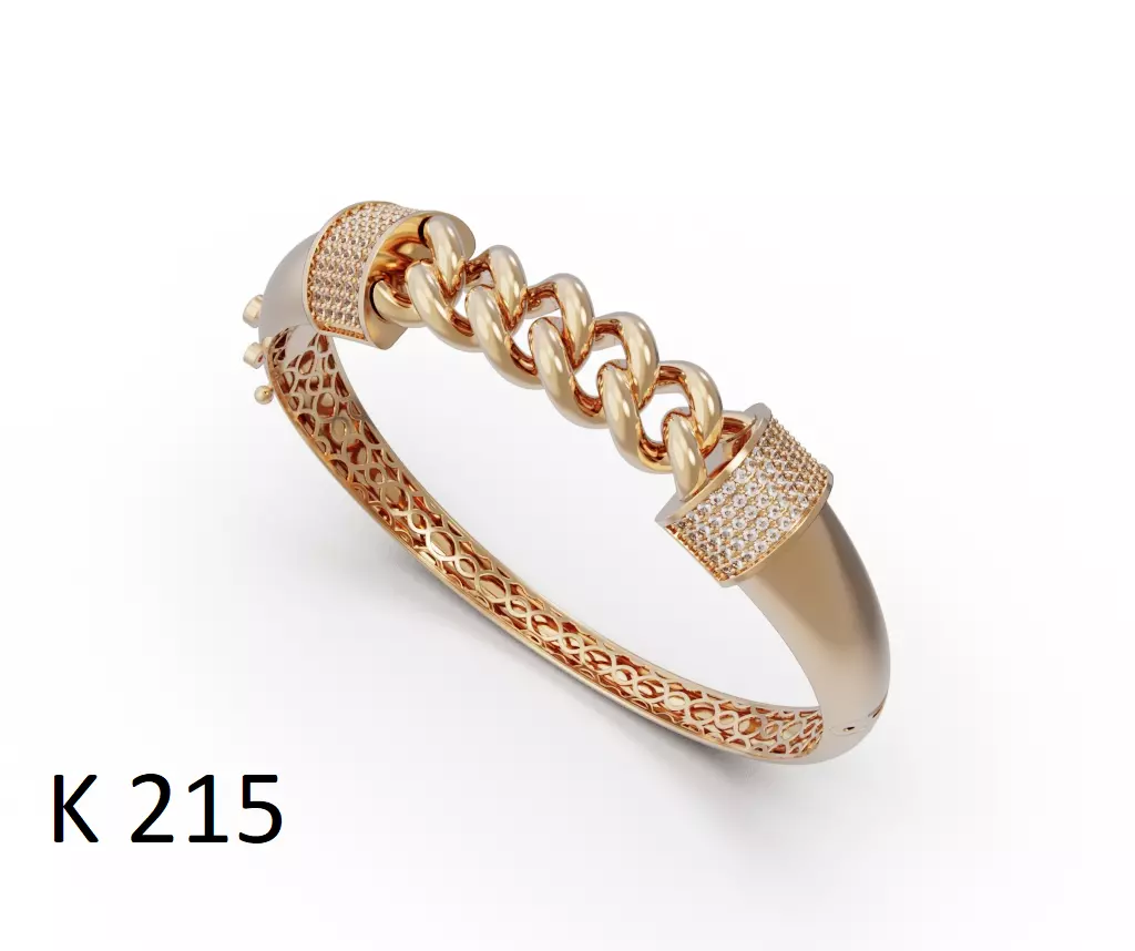 Luxury gold chain bracelet 3D print model