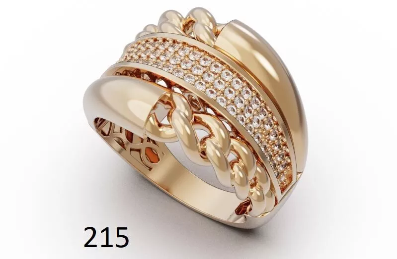 Wide Curb Chain Pave Ring 3D print model