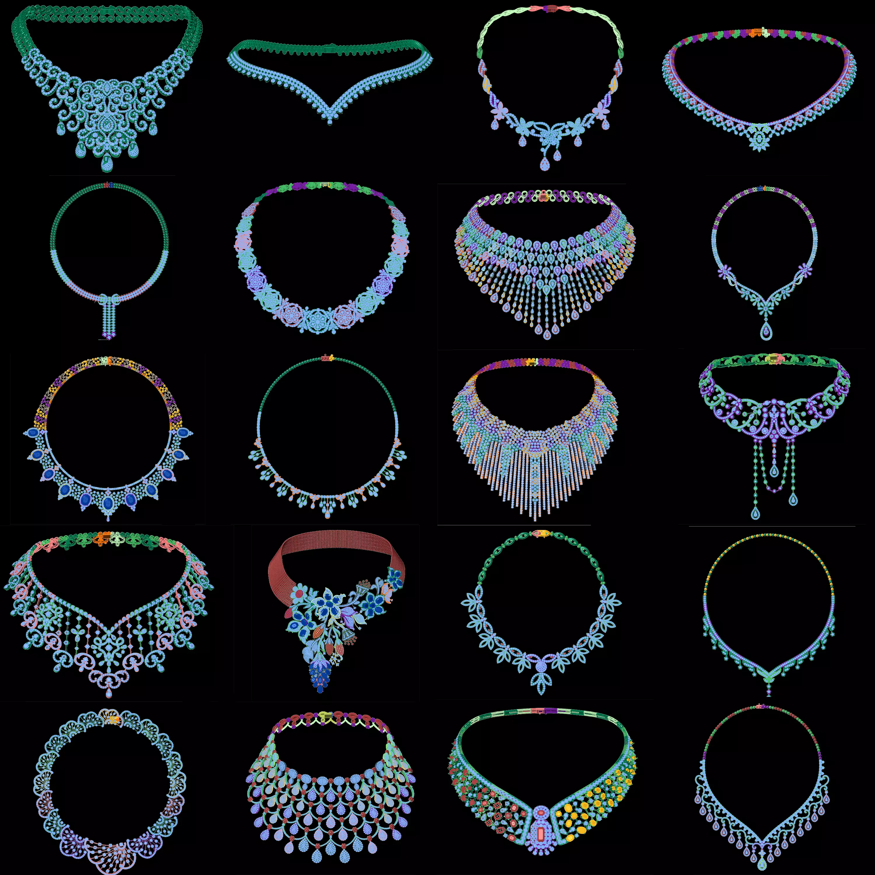 20 Premium Necklace Jewelry CAD Models Collection 3DM 3D print model