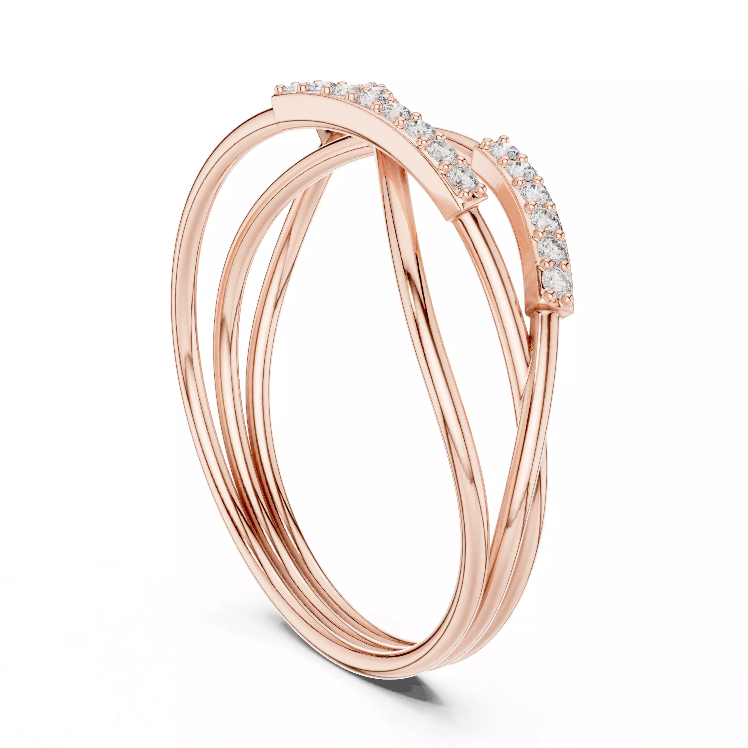 Multi-Strand Crossover Diamond Bar Bangle Bracelet Jewelry 3D print model