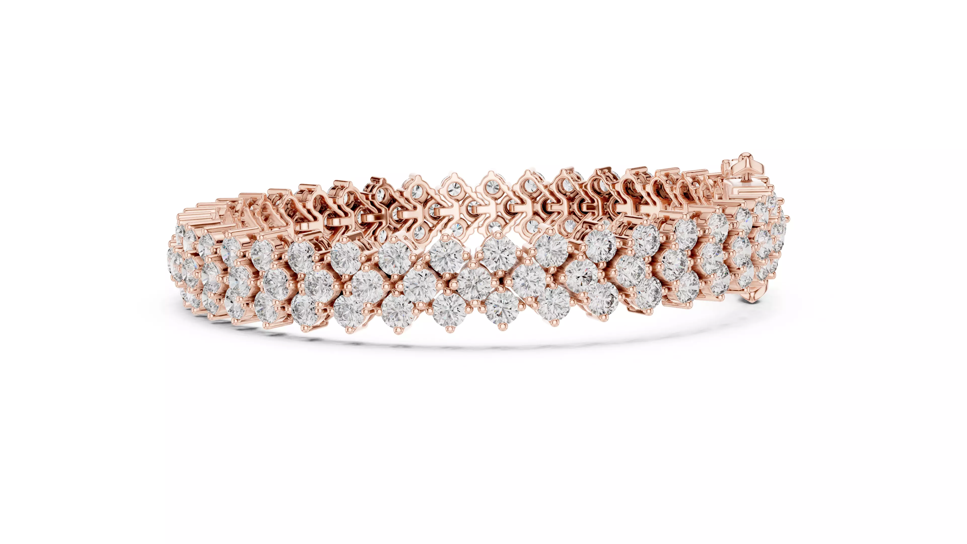 Double Row Round Diamond Link Bracelet 3D print model