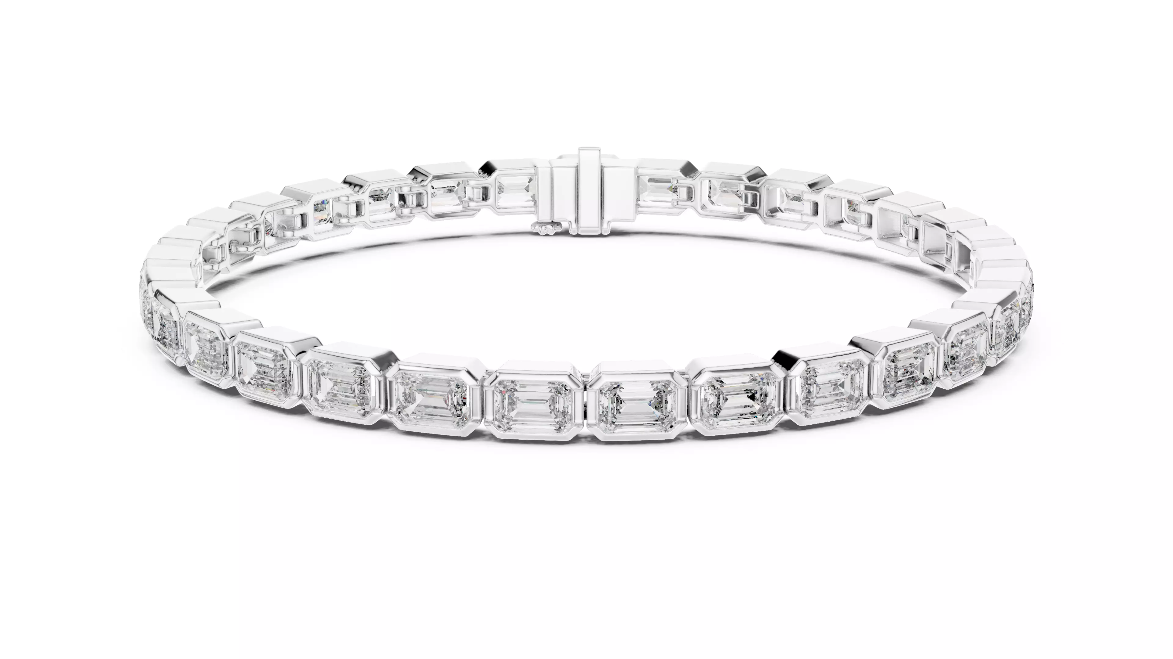 Emerald Cut Diamond Bezel Link Tennis Bracele 3D print model