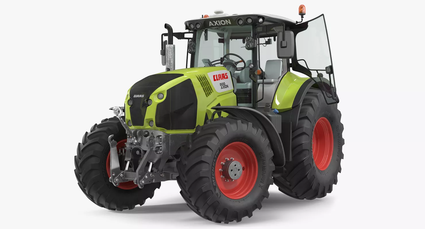 Tractor CLAAS AXION 800 Detailed Interior Clean Rigged 3D model