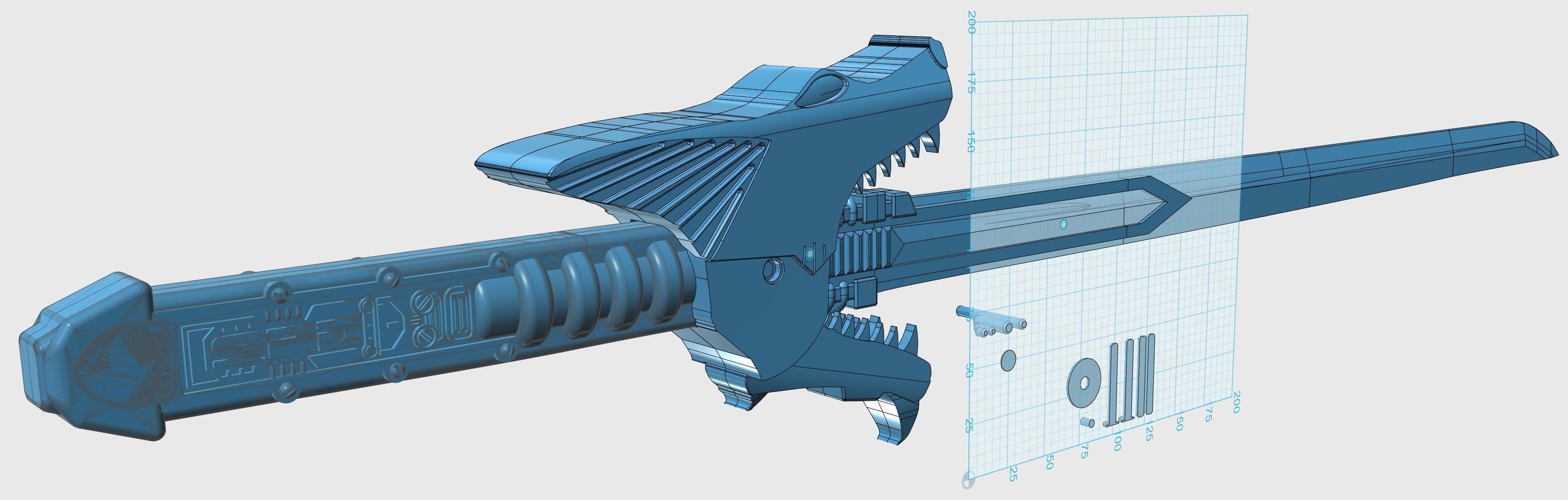 Power Rangers SPD shadow saber sword 3D print model_4