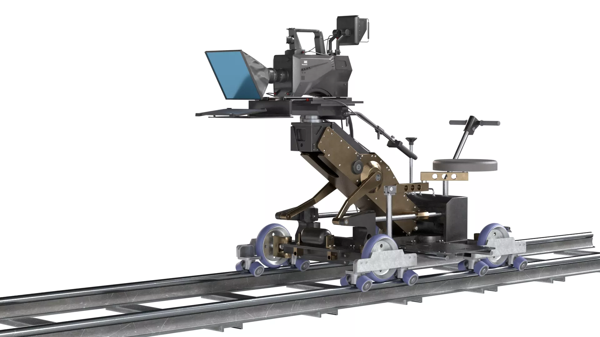 Cinetech Robin Camera Dolly and Panasonic Camera Low-poly 3D model