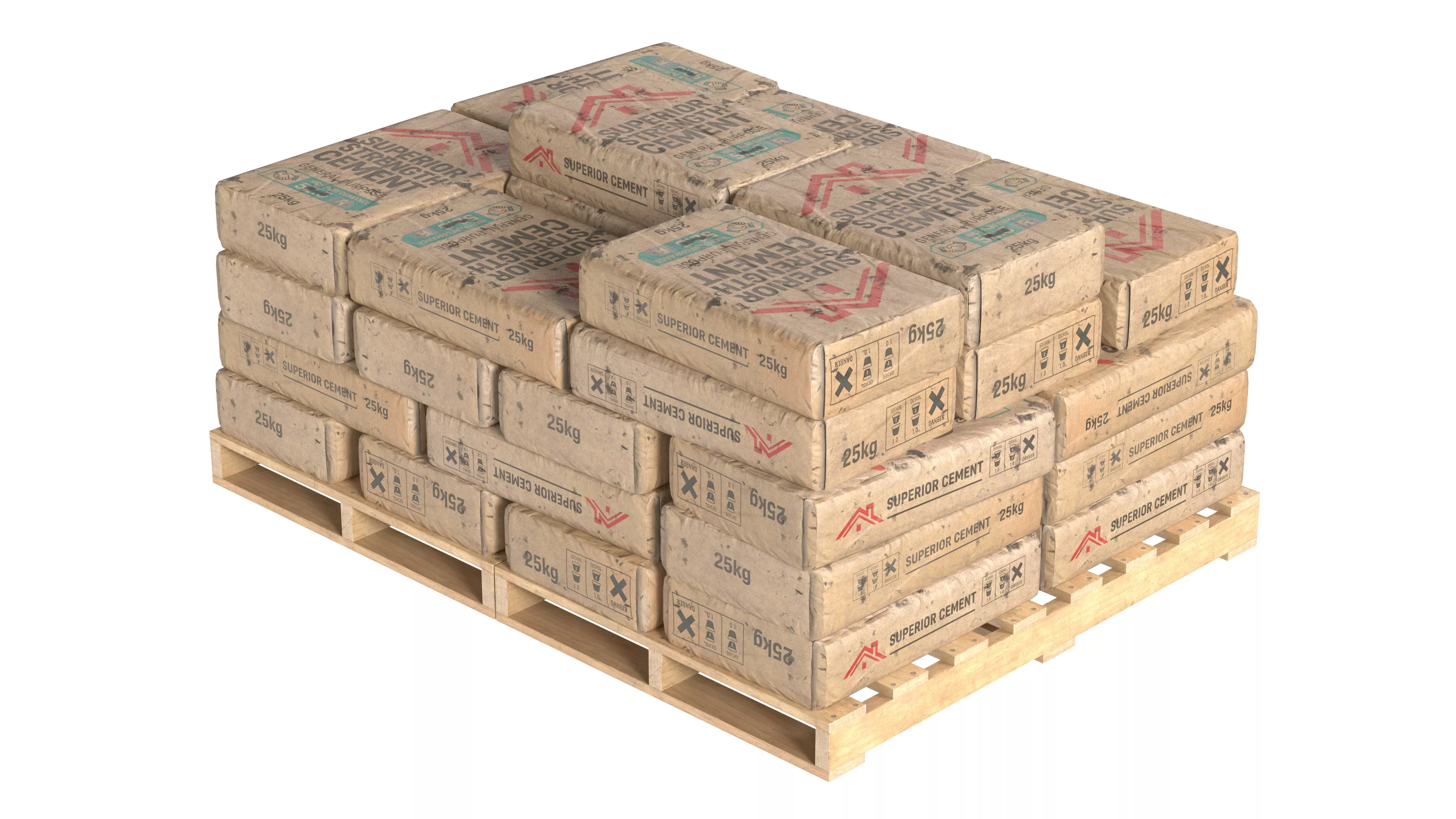 Cement Bag Wooden Pallet v2 Low-poly 3D model