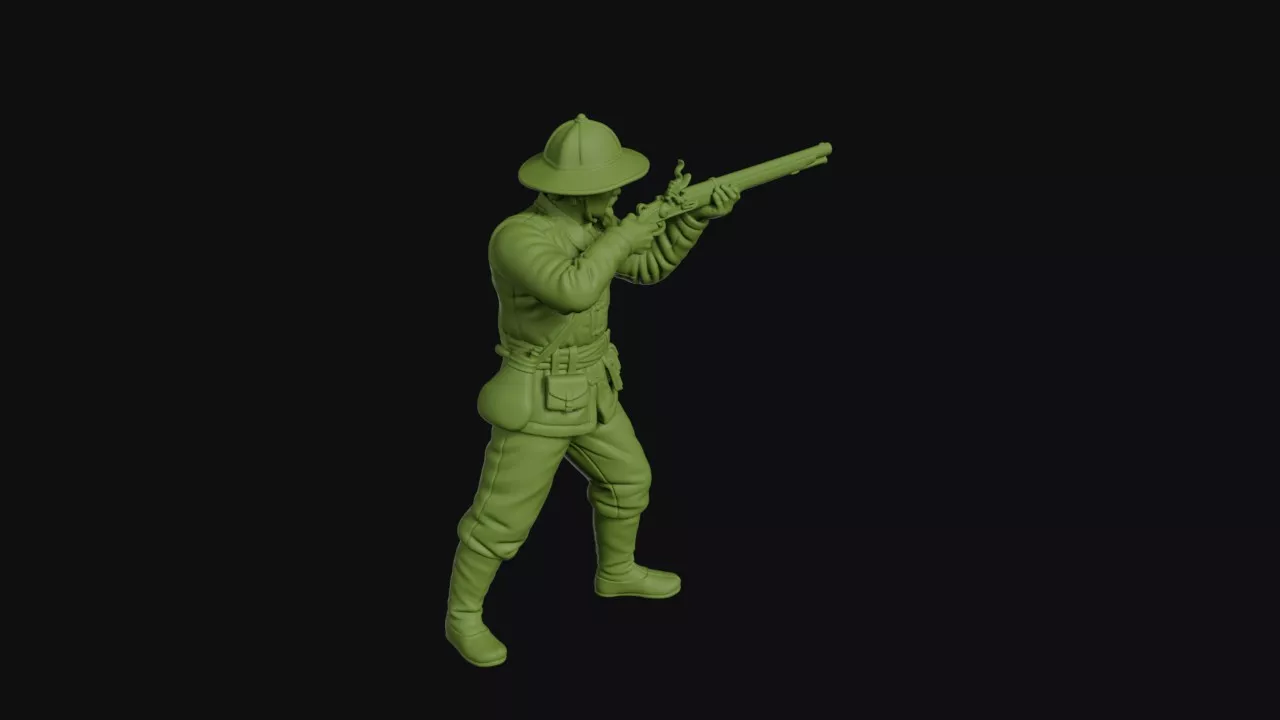 Ming dynasty musketeer firing a matchlock brimmed iron hat 3D print model