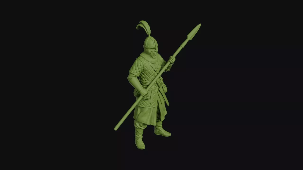 Mali Empire cavalryman dismounted long spear upright 3D print model