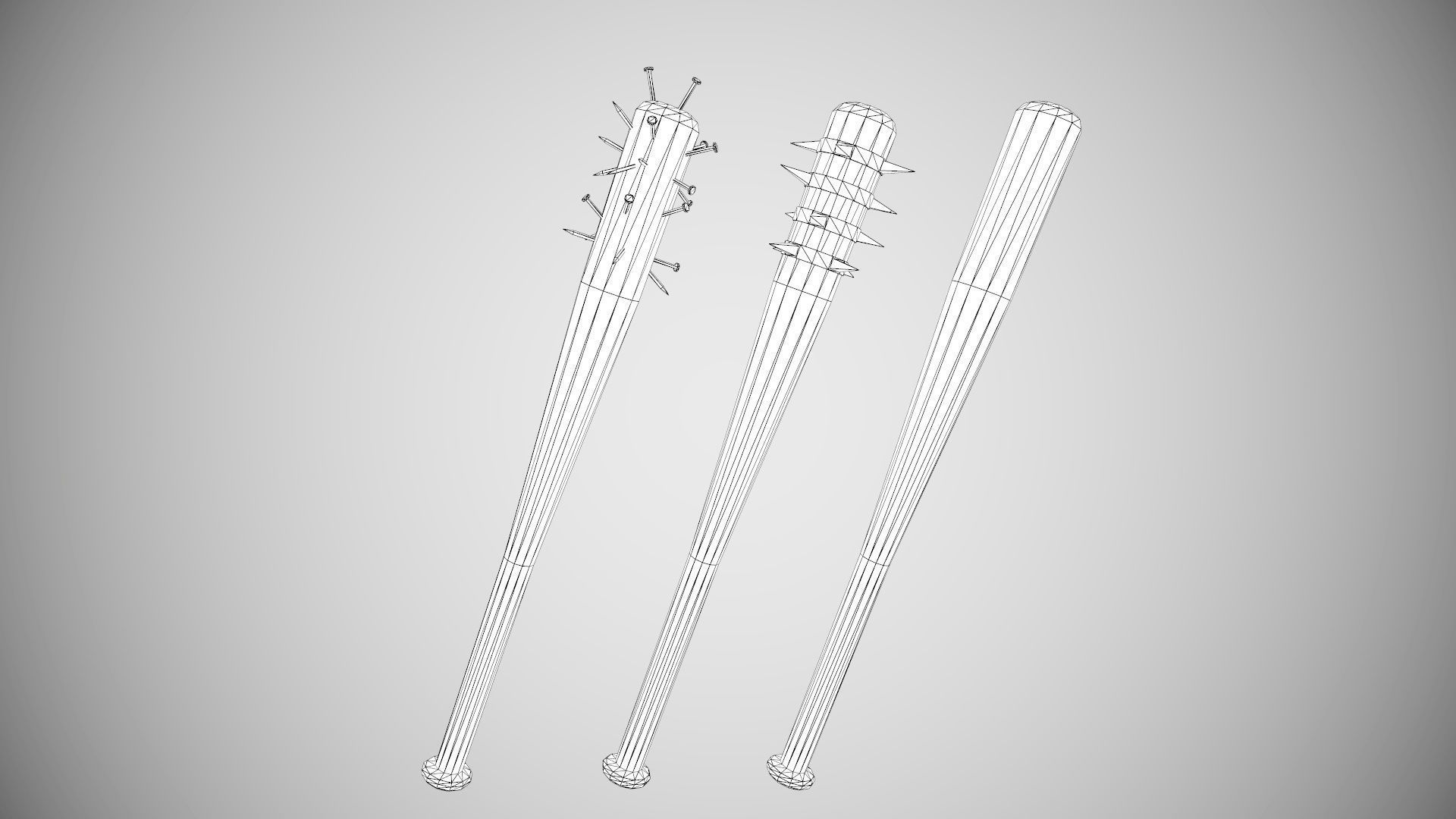 Low Poly Base Ball Bat Weapon Pack PBR Low-poly 3D model_2