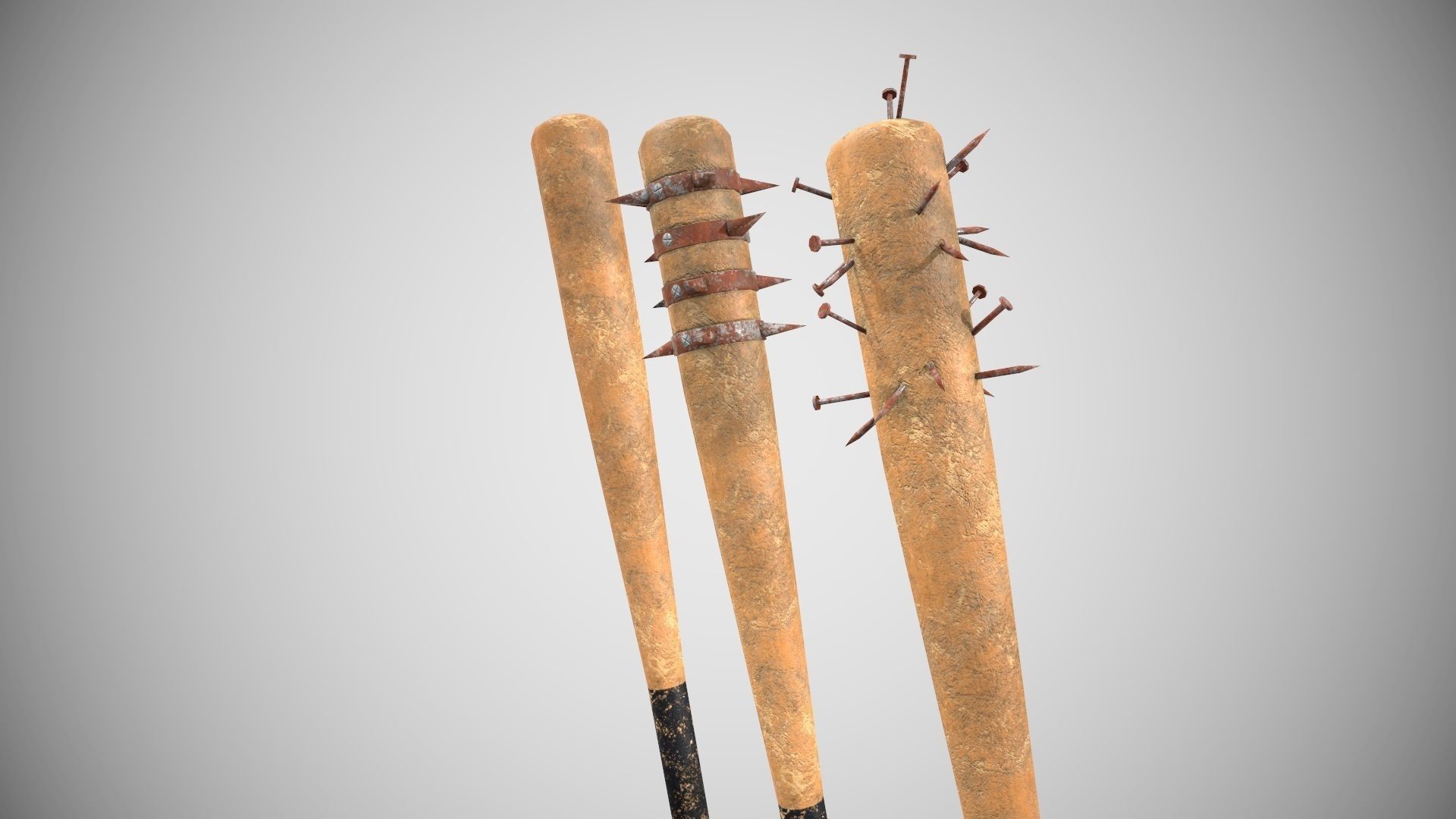 Low Poly Base Ball Bat Weapon Pack PBR Low-poly 3D model_10