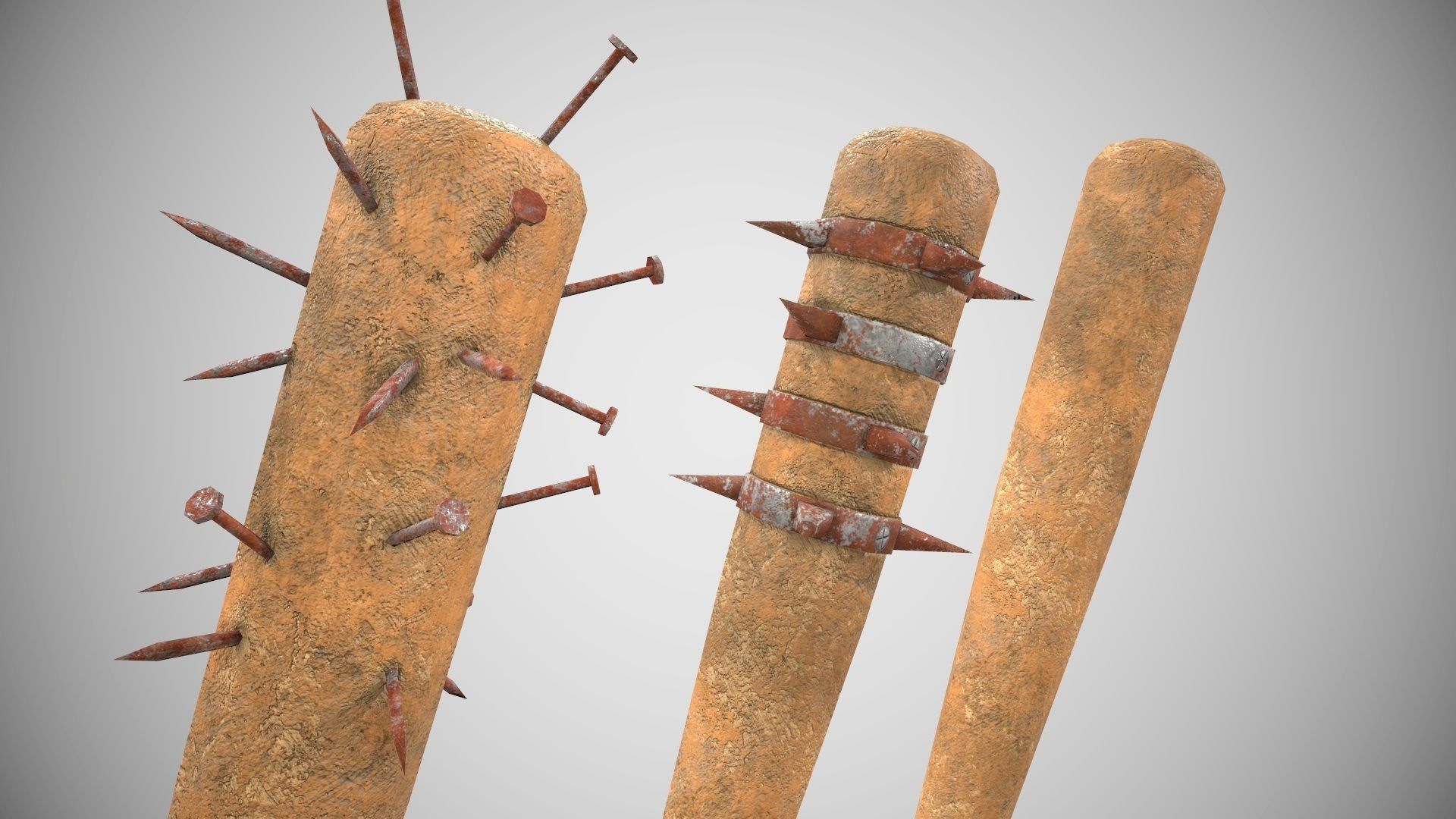 Low Poly Base Ball Bat Weapon Pack PBR Low-poly 3D model_5