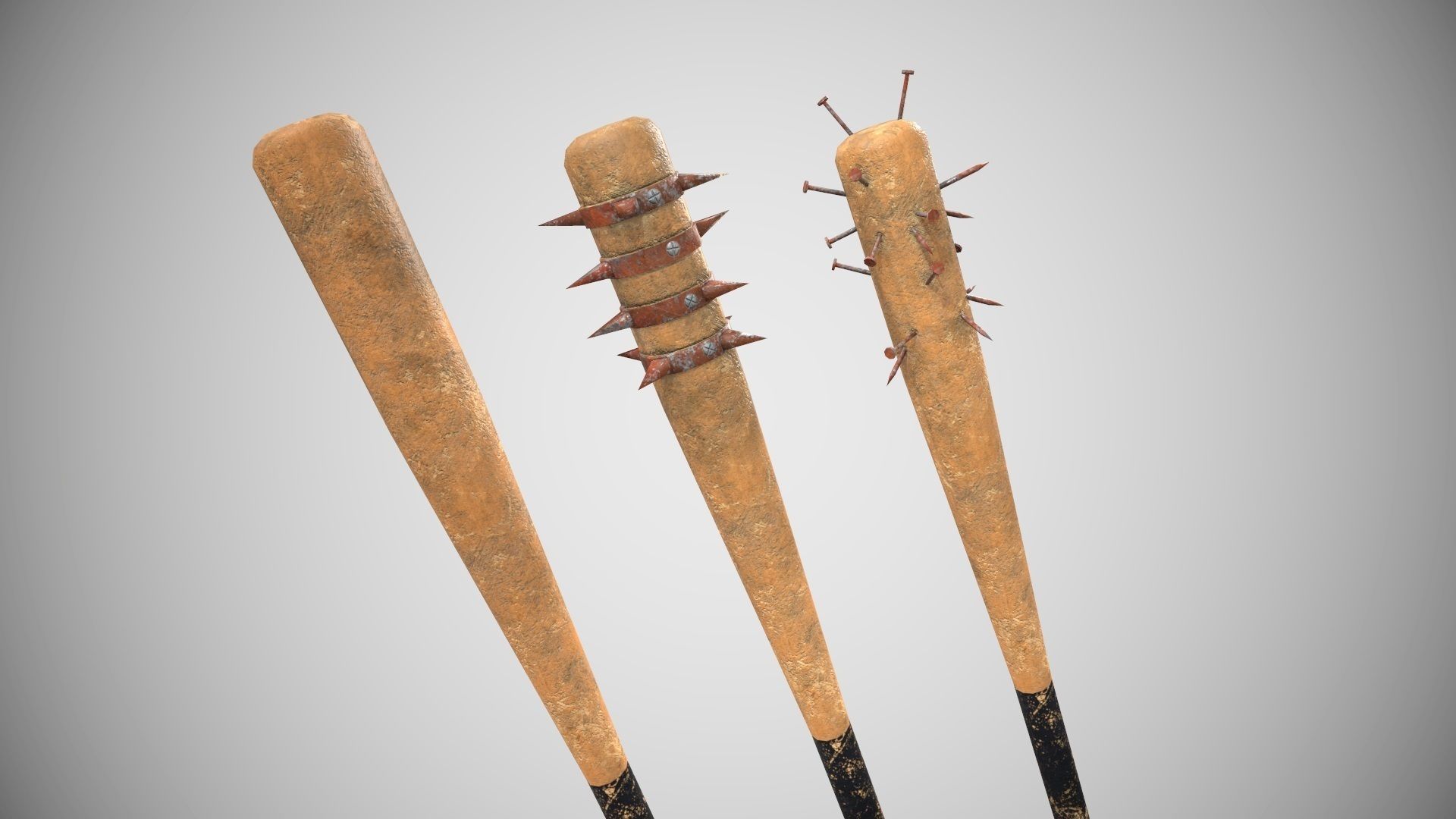 Low Poly Base Ball Bat Weapon Pack PBR Low-poly 3D model_12