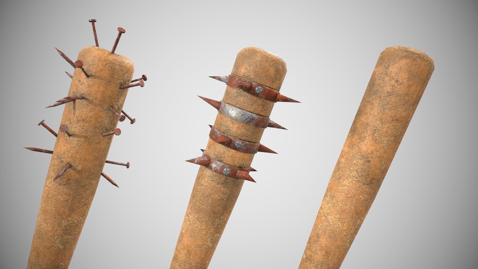 Low Poly Base Ball Bat Weapon Pack PBR Low-poly 3D model_3