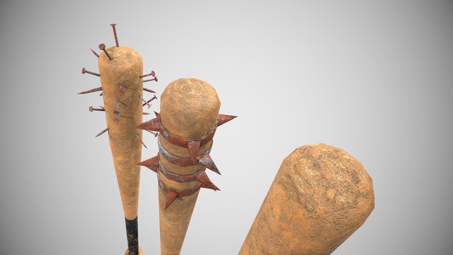 Low Poly Base Ball Bat Weapon Pack PBR Low-poly 3D model_7
