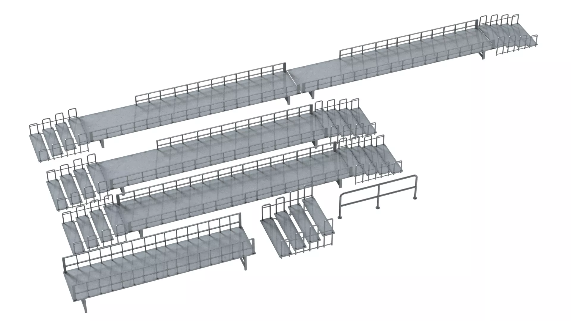 Foot Steps Barricade and Deck Low-poly 3D model