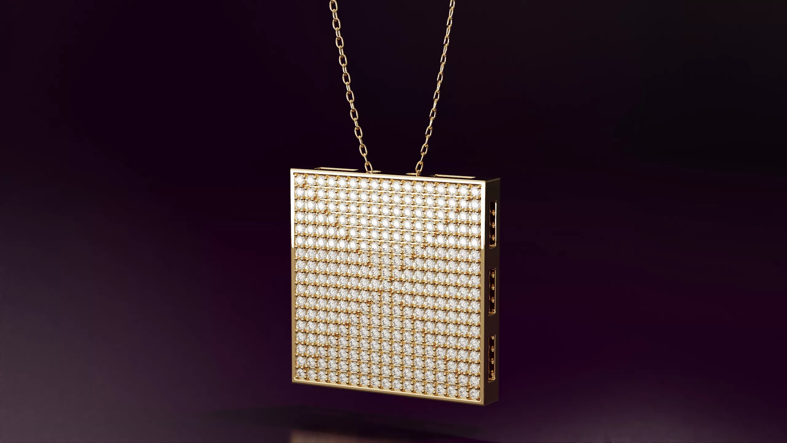 Square pendant with round diamonds N02 20mm 3D print model