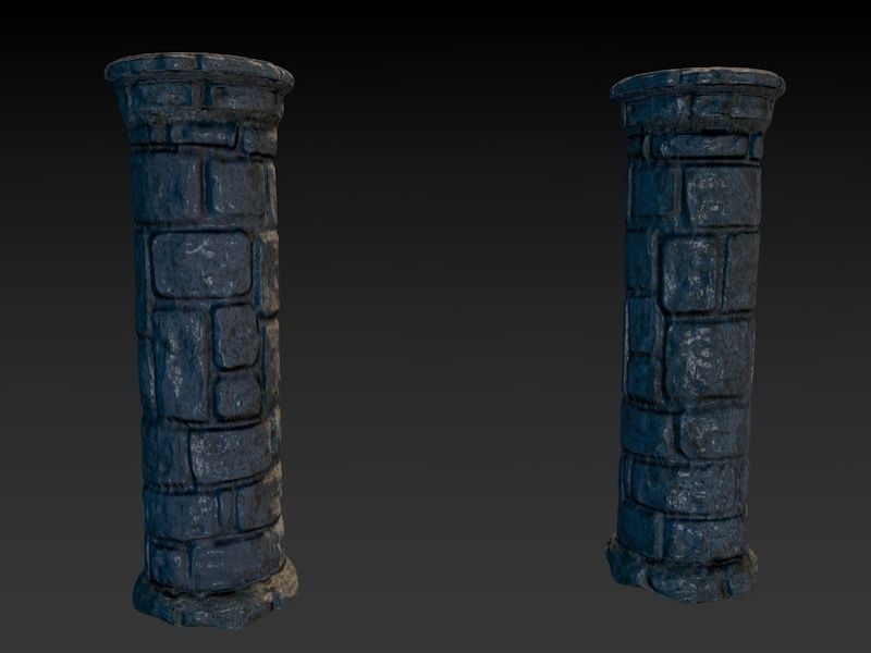 Stone Column Low-poly 3D model_3
