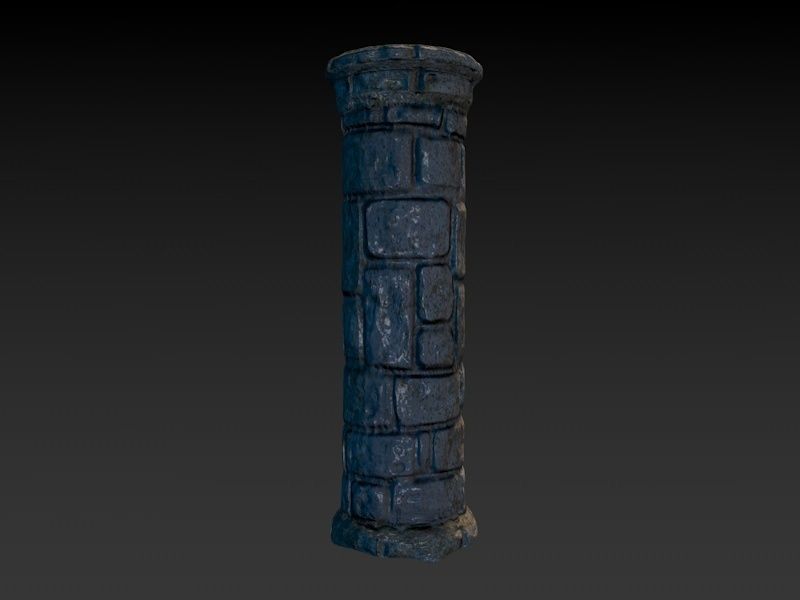 Stone Column Low-poly 3D model_2