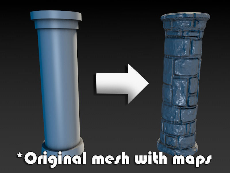 Stone Column Low-poly 3D model_4