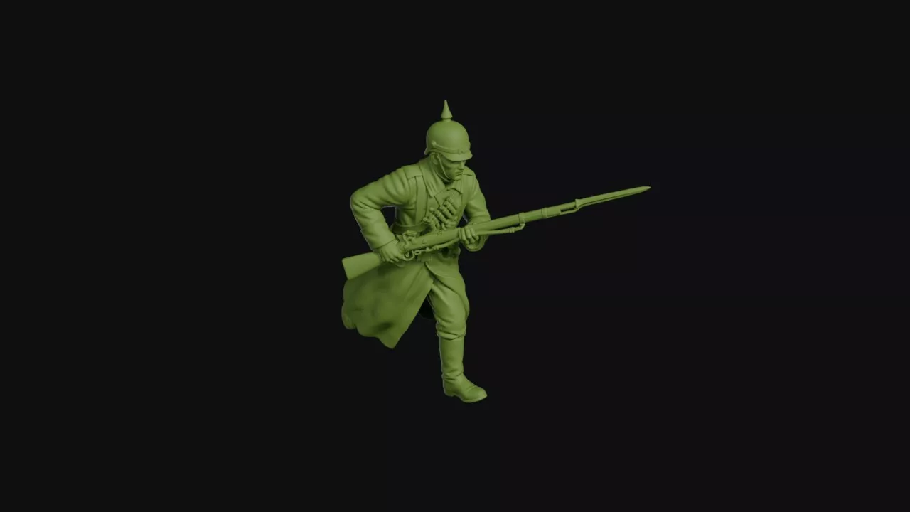 Crimean War Russian infantryman charging spiked helmet 3D print model