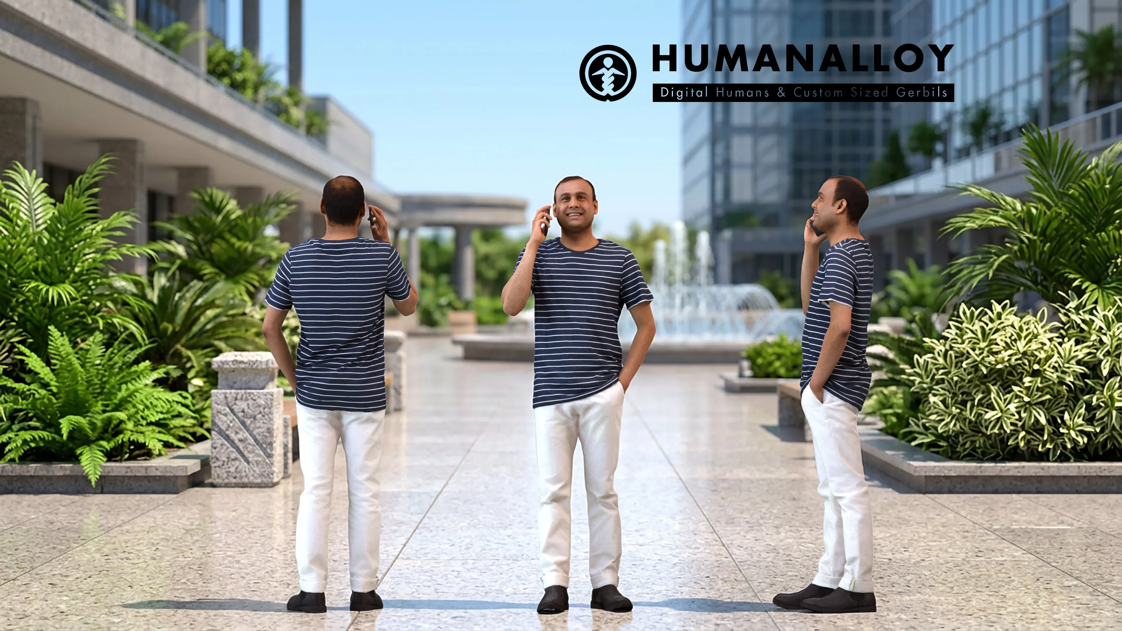 Adult Indian man making phone call in public space 3D model