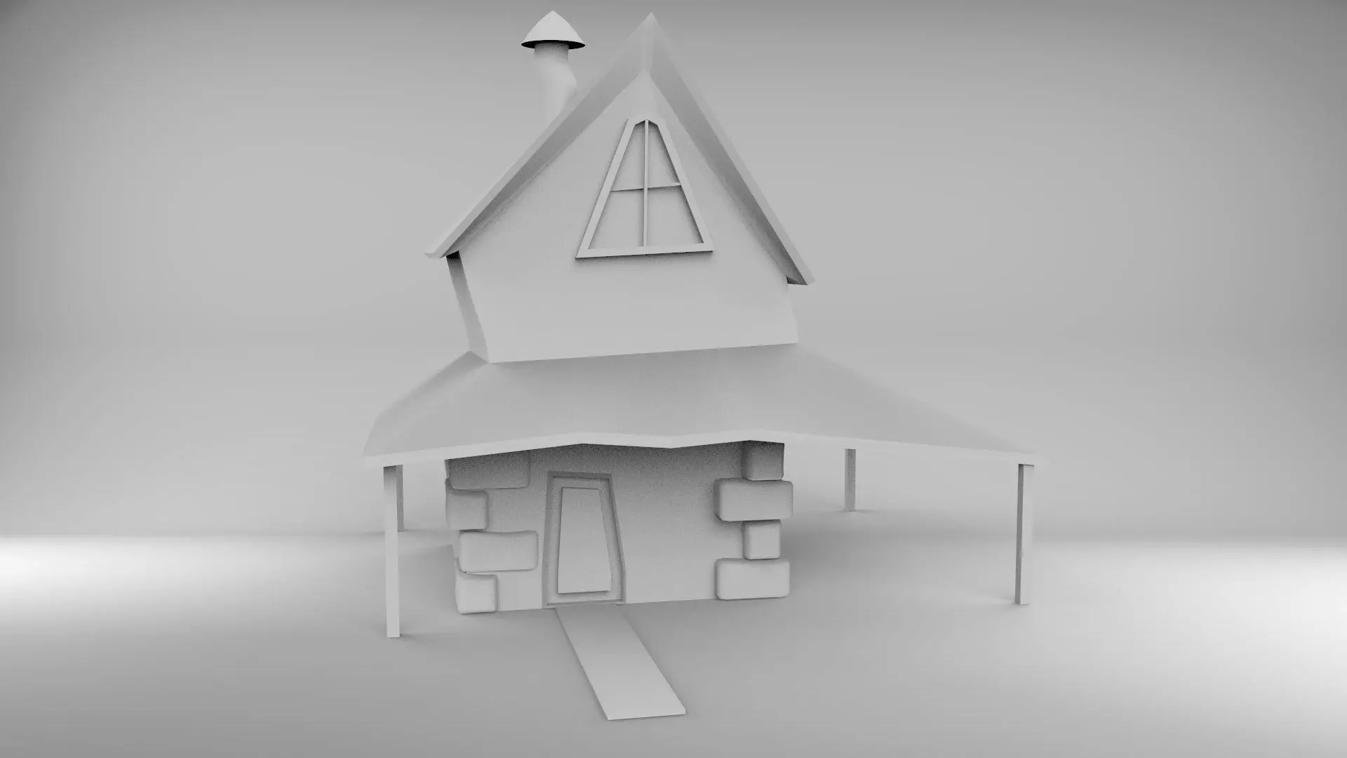 Cartoony House Low-poly 3D model_0
