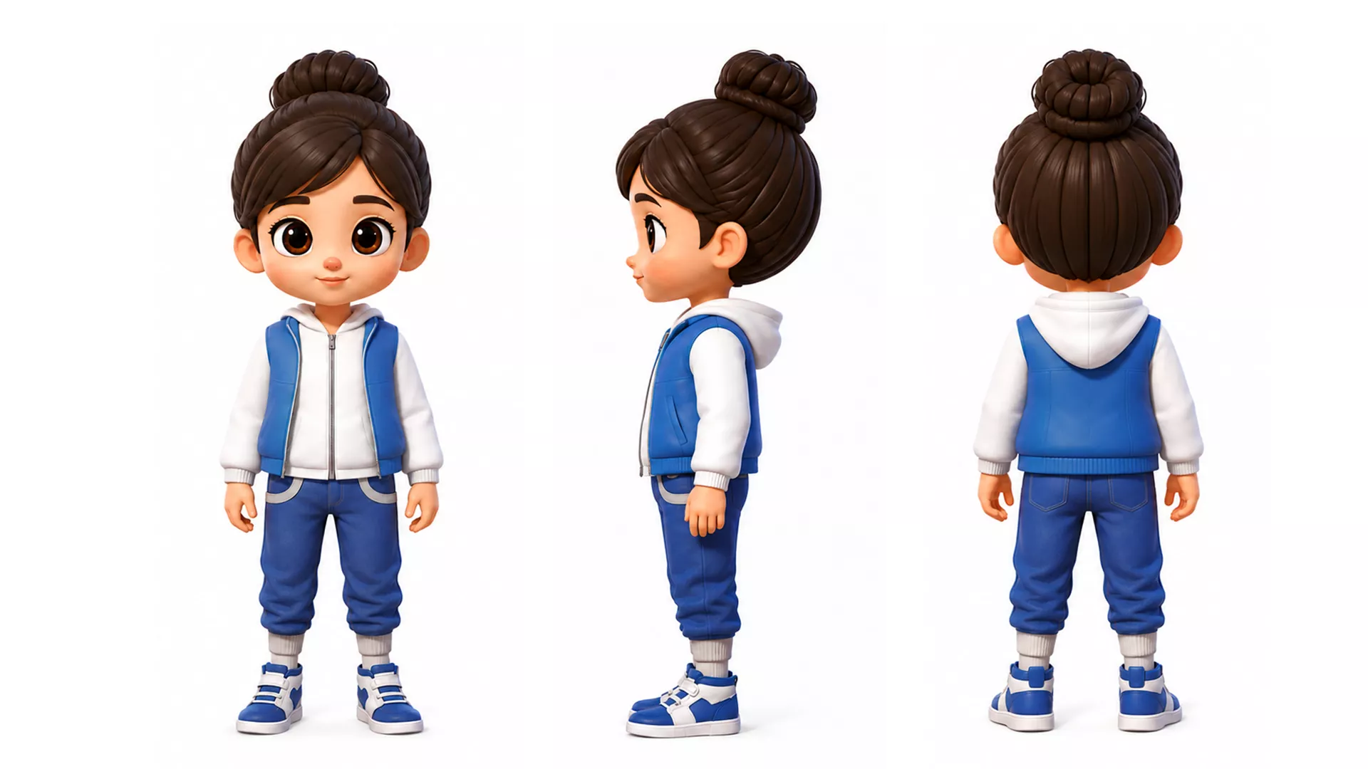 Stylized Girl 3D Cartoon Kid Character Rigged And Animated Low-poly 3D model