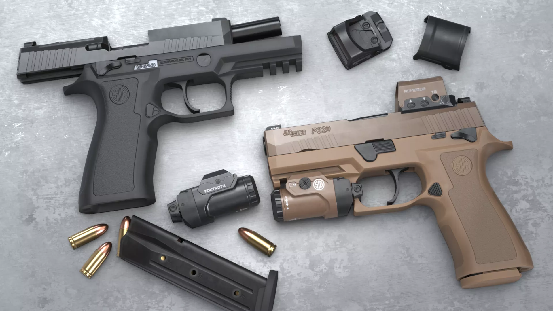 P320 X-Carry Pro - F9 - ADF Handgun Pack - Game Asset Low-poly 3D model