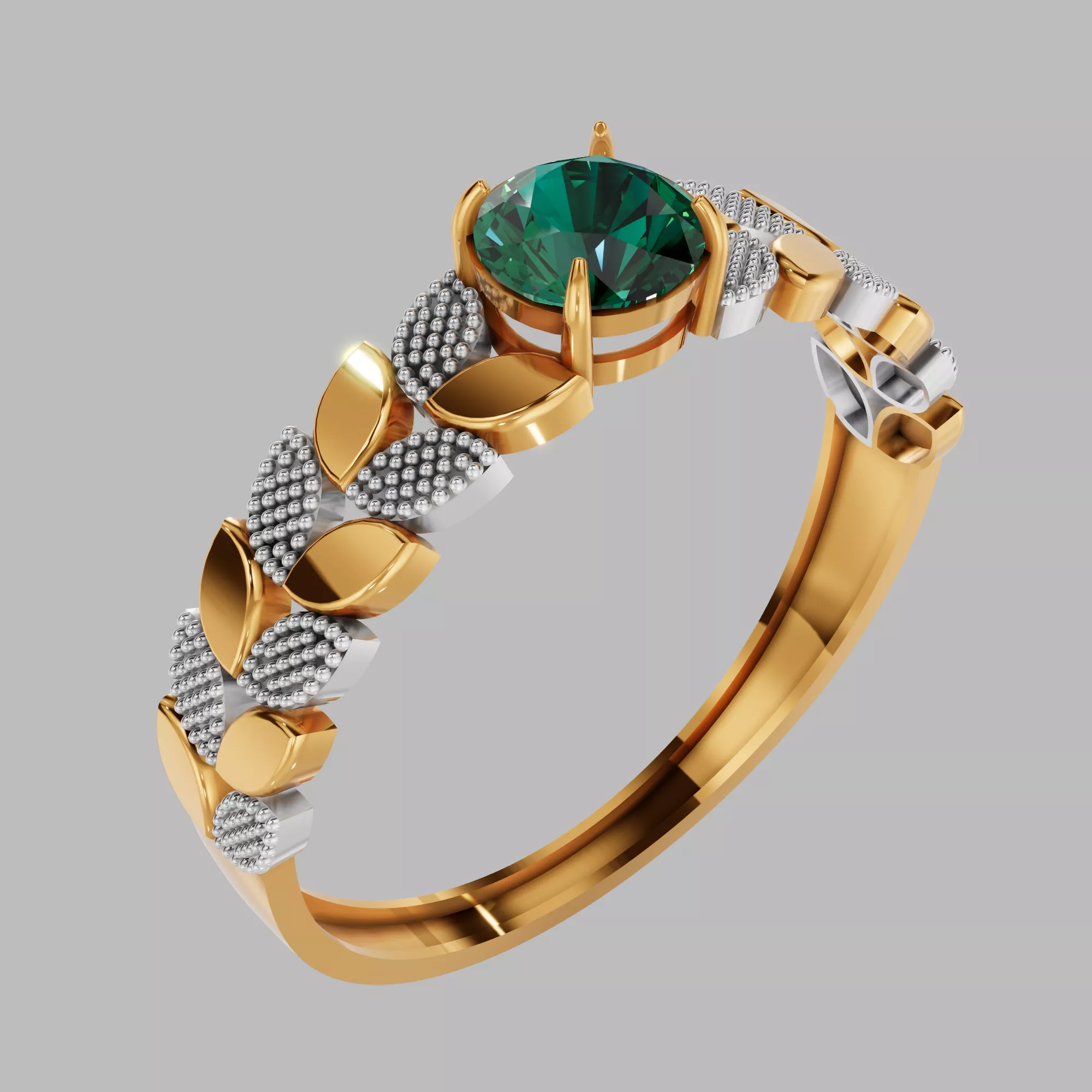 Leaf Design Gemstone Ring 3D Print Model 3D print model
