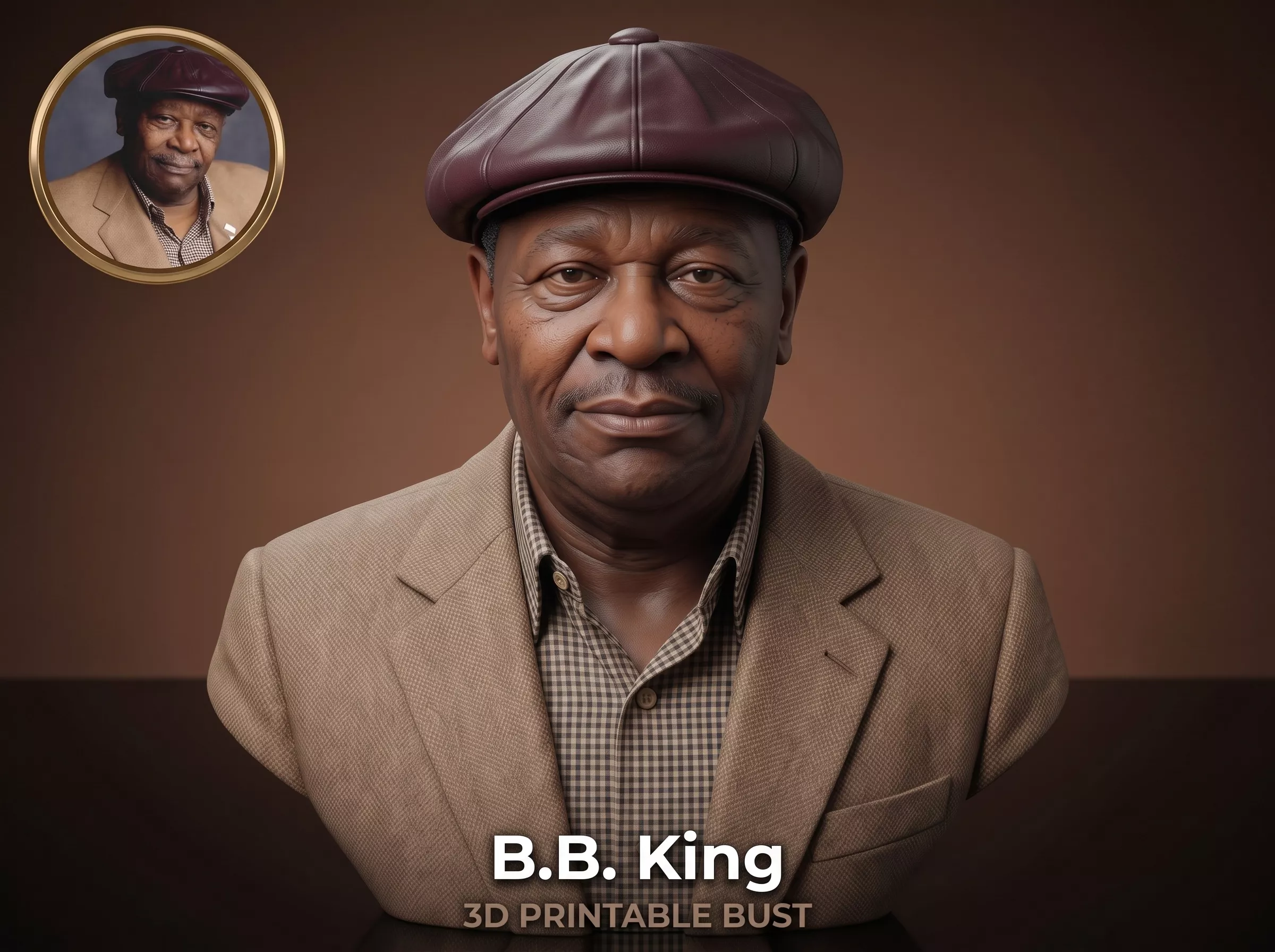 B B King Legendary Blues Musician Bust 3D Print Model 3D print model