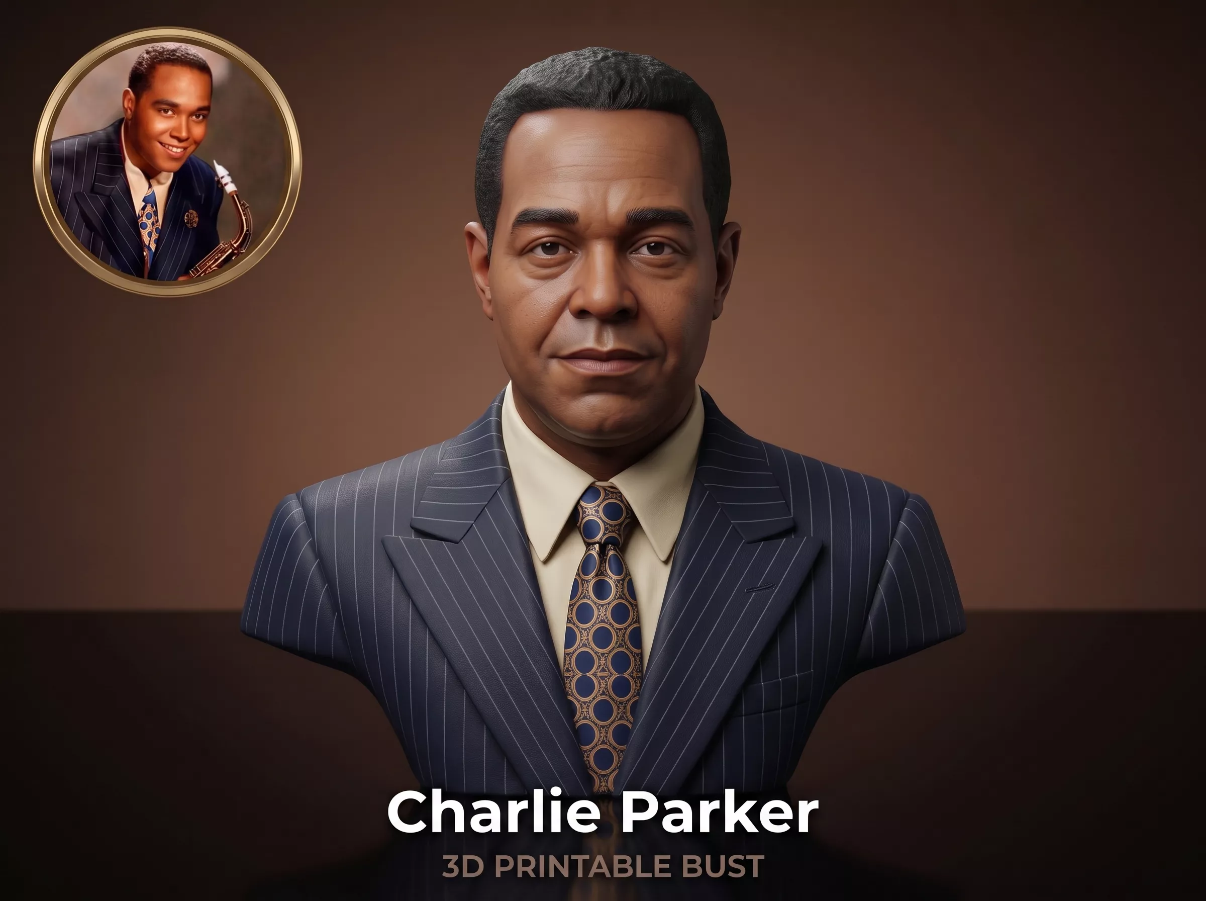 Charlie Parker Jazz Legend Bust 3D Print Model 3D print model