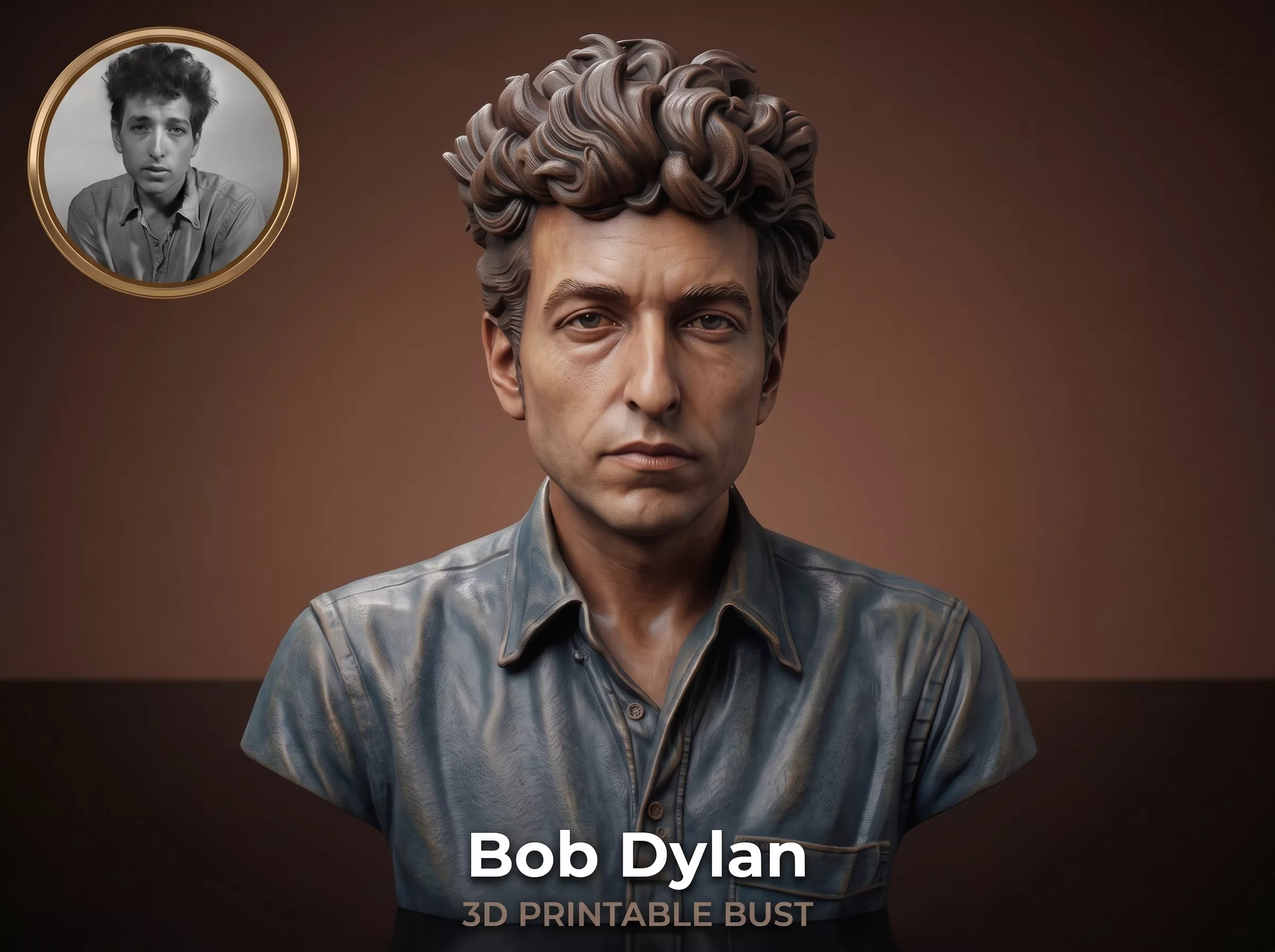Dylan Folk Music Icon Bust 3D Print Model 3D print model
