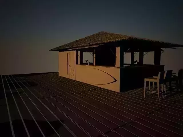 Bar beach 3d model with dj house