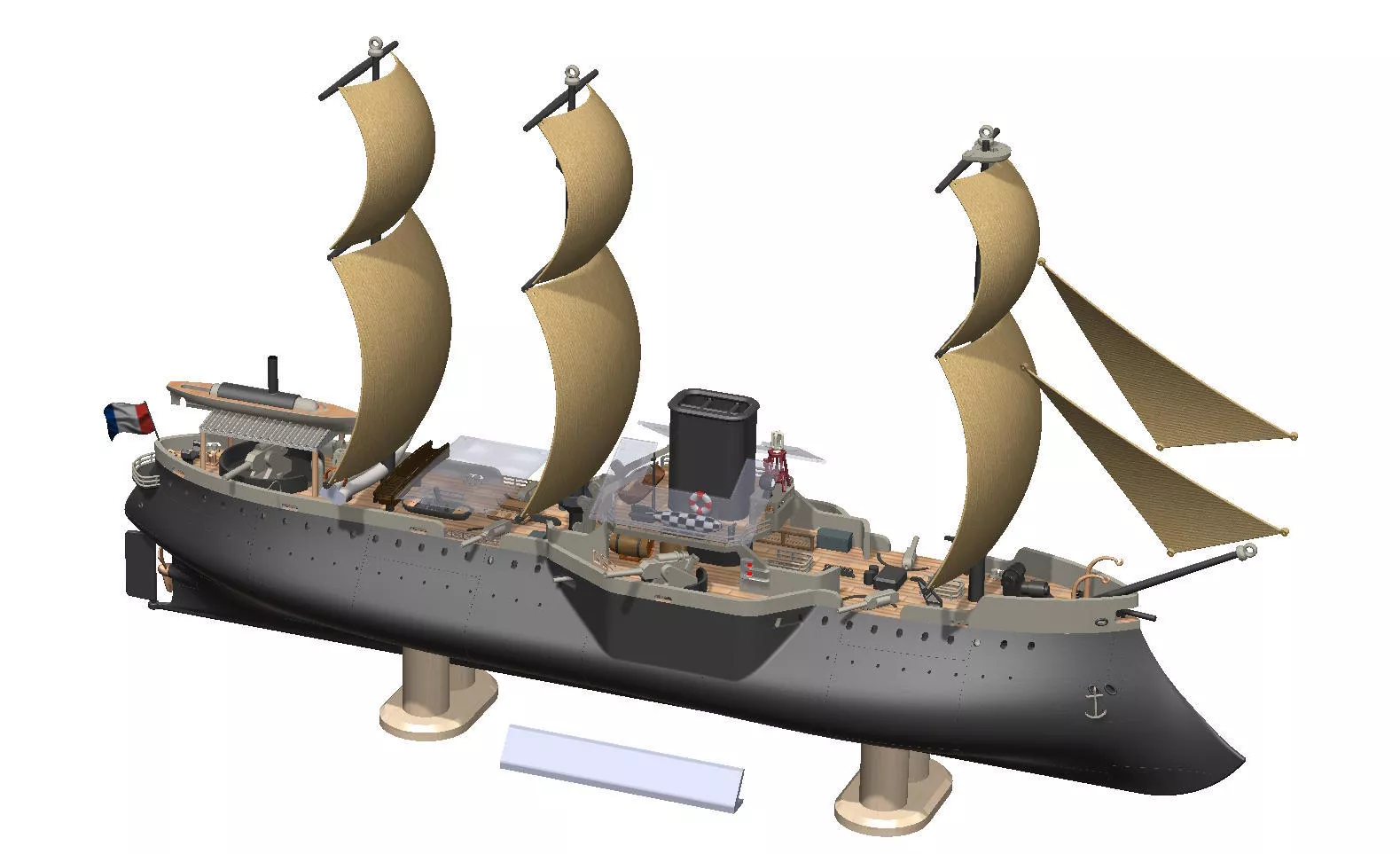 French Redoutable and Devastation Class Ironclad Warship 3D print model