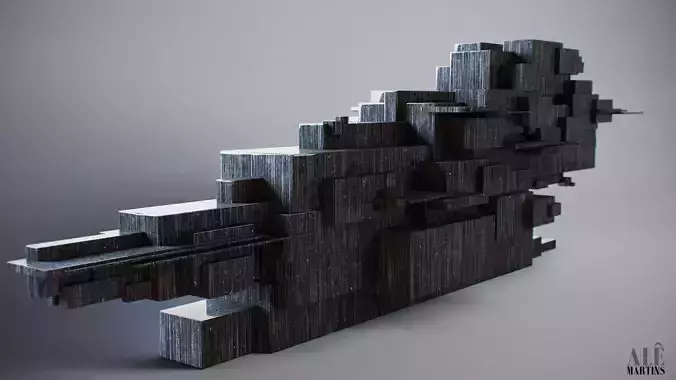 Carbono sculpture made of blocks