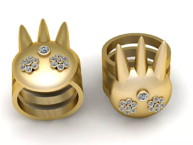 Spiked Gold Gem Ring 3D print model